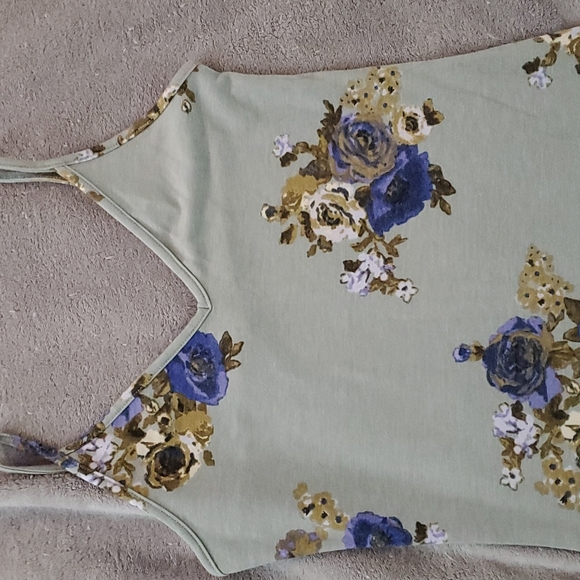 Forever 21 Blue floral midi fitted dress - Picture 2 of 4